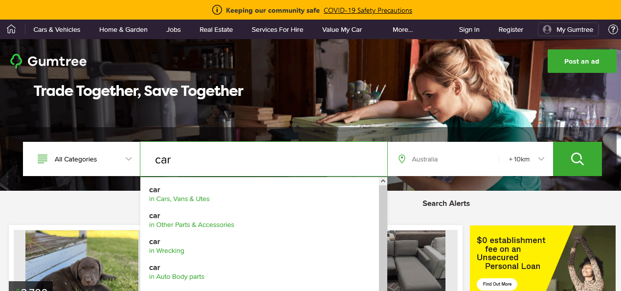 Gumtree Search feature