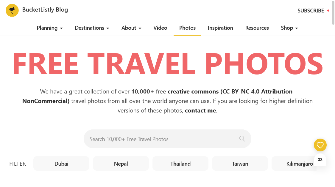 BucketListy best for travel photos