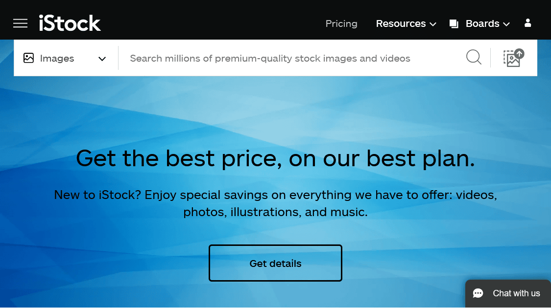 iStock homepage